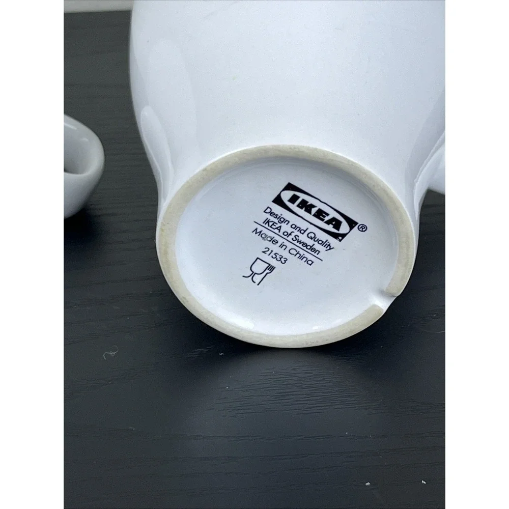 Set of 2 IKEA White Ceramic Stackable Coffee Tea Cups Mugs‎